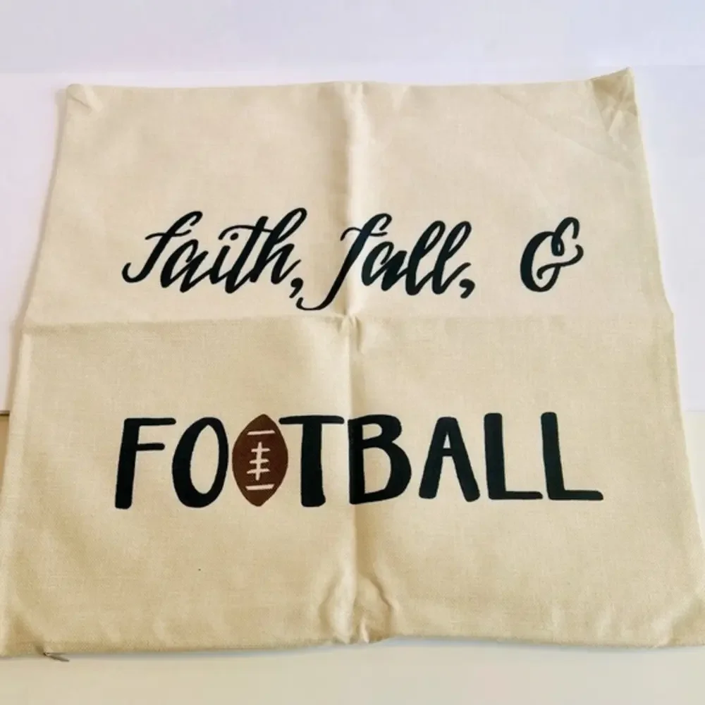 Faith, Fall, & Football 17x17 pillow cover.
